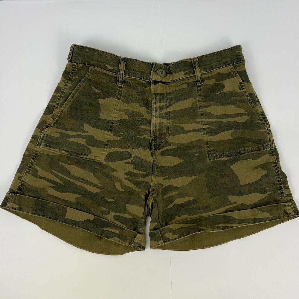 Lucky Brand Camo Shorts 28 Green Camouflage Cotton Elastane Stretch Mid Rise - Picture 1 of 6